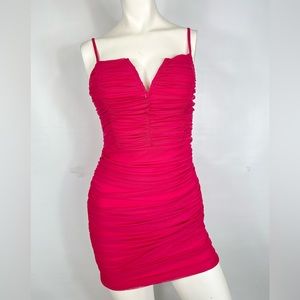 Lulus Runched Hot Pink Dress - image 1